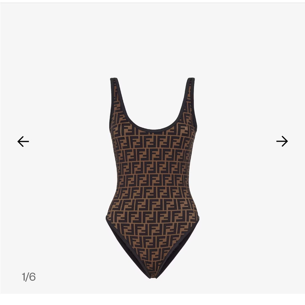 Fendi Black and Brown Monogram One-Piece Swimsuit